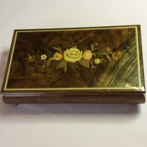 FINAL SALE PRICE Inlaid Wooden Musical Jewelry Box